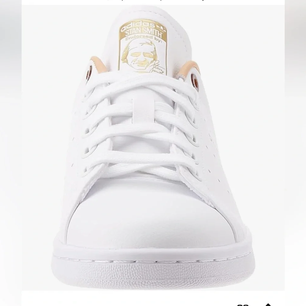 adidas Stan Smith White with Brown Accent Sneakers - Picture 3 of 10